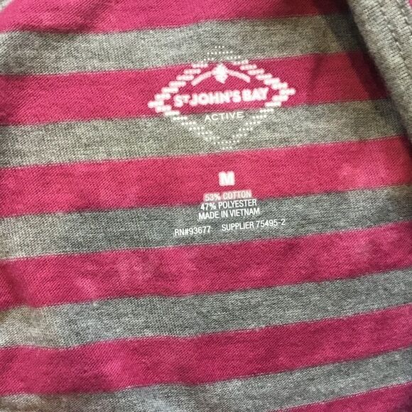 NWT. St. John’s Bay Pink & Gray Stripe L/S Top - Picture 3 of 6
